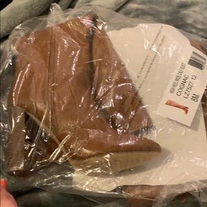 Cognac color heeled boots